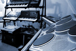 sineflesh recording studio view drum machine and synthesisers grey tinted