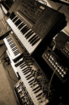 sineflesh recording studio view above keyboards