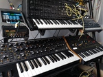 general view of synthesiser layout in studio two keyboards